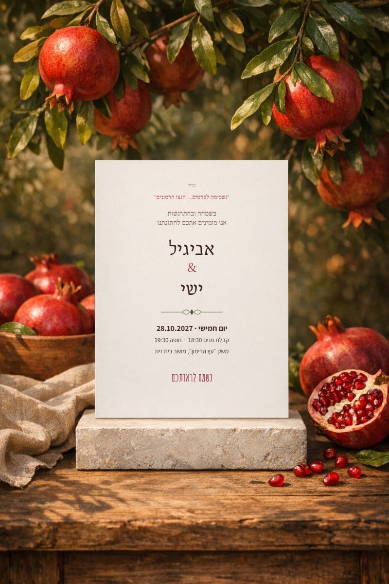 רימונים על שולחן עץ — גרסה לוואטסאפ